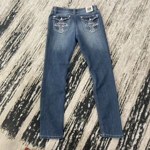 Y2K Twelve K Jeans 9 Embroidered Cross Pockets Stretch Denim Jeans‎ Rhinestone